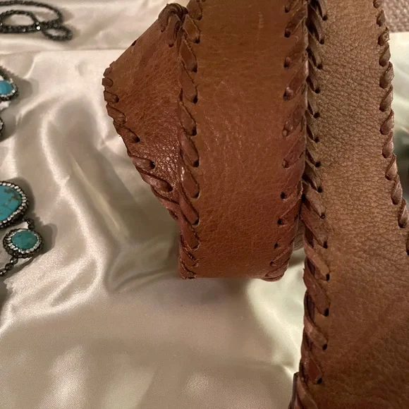 NINE WEST natural LEATHER BELT LG/XL - Picture 3 of 13